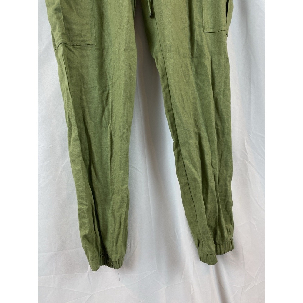 New On The Go Linen Blend Olive Green Joggers Women's Size Small - Picture 2 of 7